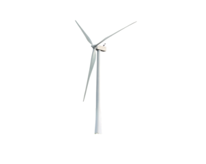 Wind turbine stand on transparent background, clean energy symbol, eco-friendly solution