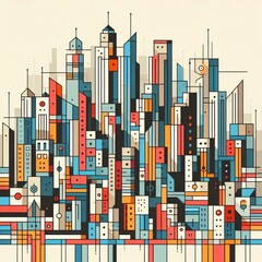 Abstract Cityscape A cityscape represented with simplified geome