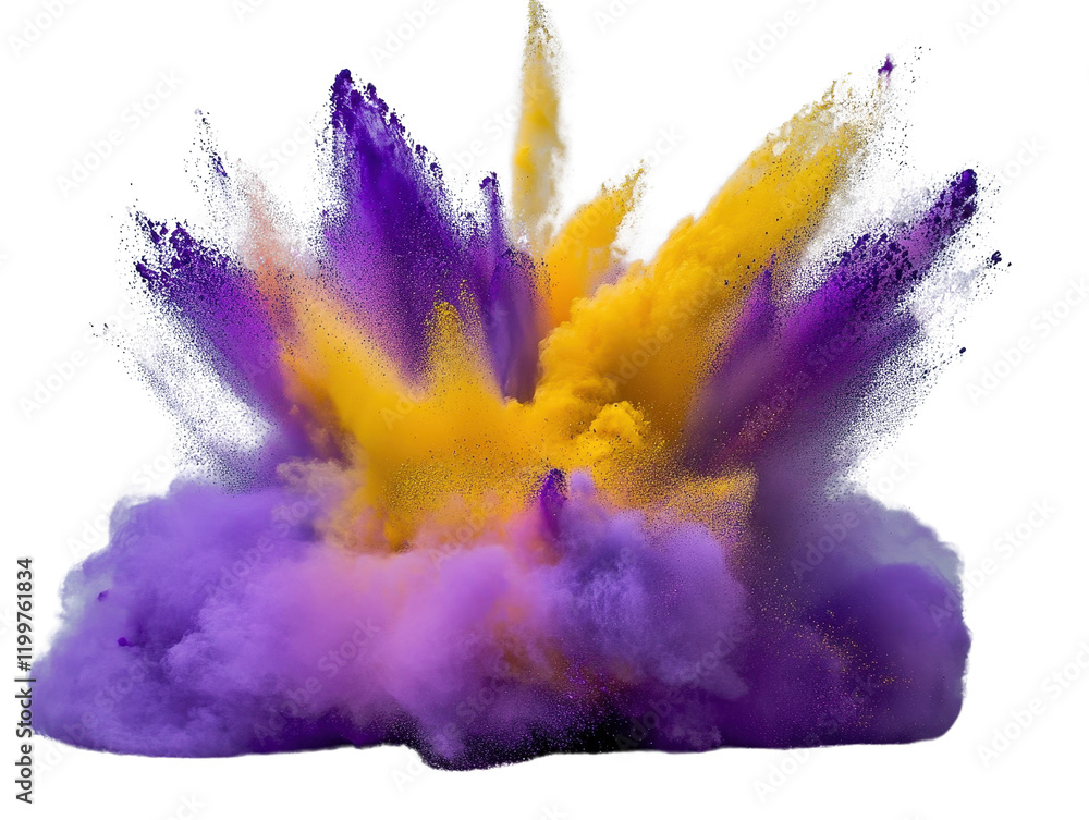 Poster colorful powder explosion on black background creating dynamic visual effects and abstract art isola