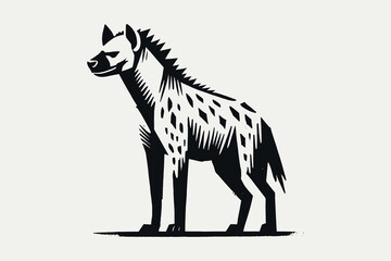 Hyena vector illustration in minimal woodcut engraving style