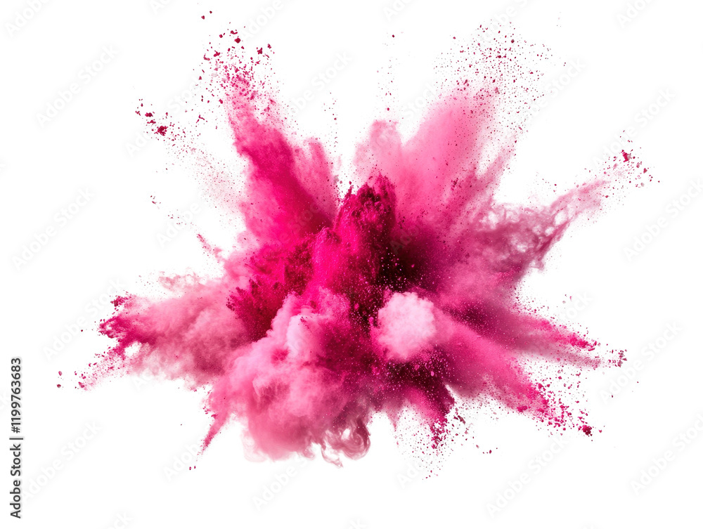 Poster pink powder explosion on black background creating a vibrant and dynamic visual effect isolated on a