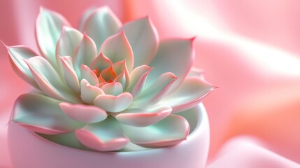 An ultra-high resolution close-up of a single succulent plant in a minimalist white ceramic pot. The plant's leaves have rich, smooth textures, with hints of soft green and lavender tones. 