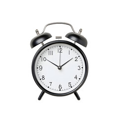 A retro alarm clock with a classic design, featuring large numbers and a vintage style, set against a white background to emphasize its timeless appeal.
