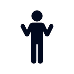 Shrugging Person Icon Silhouette on White Background