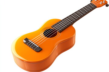Obraz premium 3D realistic orange ukulele isolated on a white background