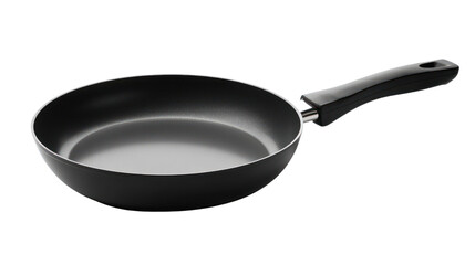 A sleek black frying pan with a comfortable handle, perfect for cooking a variety of meals. Ideal for non-stick cooking and everyday kitchen use.