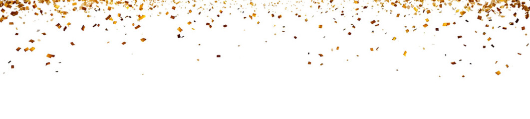 Golden falling confetti on transparent background