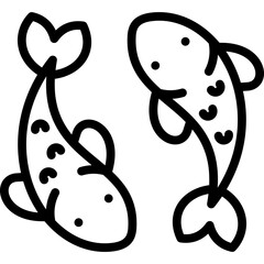 koi icon illustration design with outline
