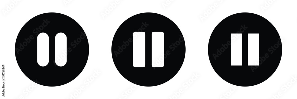 Poster pause icon, pause button icon, pause sign, video pause button illustration isolated on white backgro