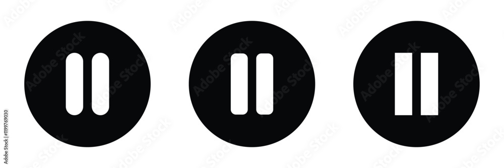 Poster pause icon, pause button icon, pause sign, video pause button illustration isolated on white backgro