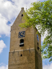 Dorpstoren, former church tower, in old town of Nes on West Frisian island Ameland, Friesland, Netherlands
