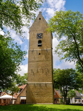 Dorpstoren, former church tower, in old town of Nes on West Frisian island Ameland, Friesland, Netherlands