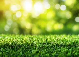 Beautiful green moss background with blurred bokeh, close-up, macro shot. Nature background. Forest floor, green grass. 
