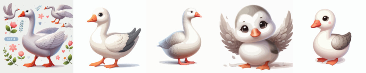 vector set of adorable swans