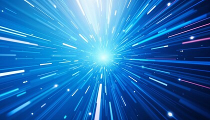 Abstract blue background with radial lines, dynamic motion, gradient blue to white, light rays, futuristic design, energy flow, high-tech theme, symmetrical layout 