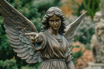 Obraz premium Elegant Angel Statue with Outstretched Wing and Gesture