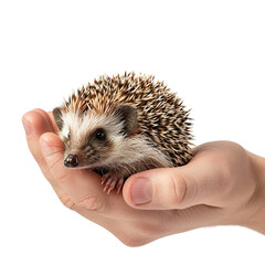 Obraz premium Adorable hedgehog resting in a gentle hand a small spiny mammal safe and sound in human care a cute critter