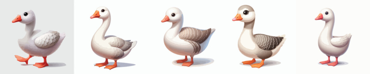 vector set of adorable swans