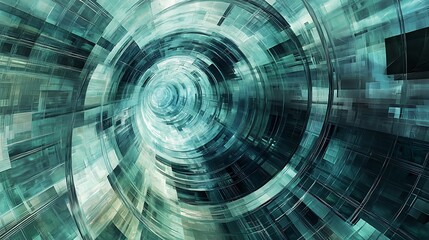 Fototapeta premium A spiral of blue and white squares with a dark blue center