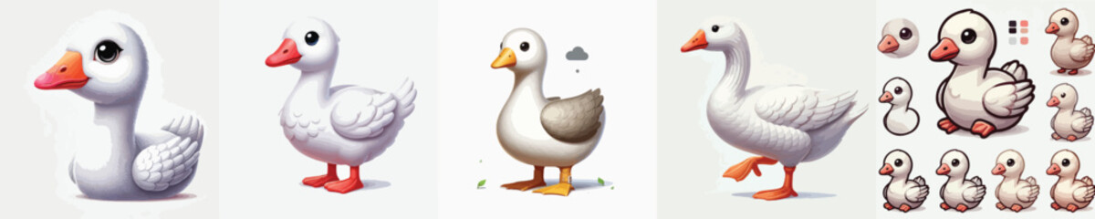 vector set of adorable swans
