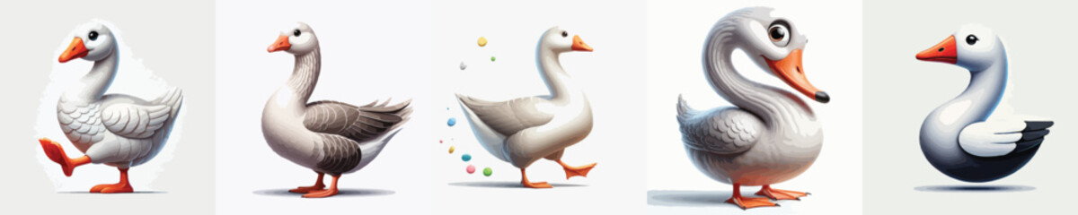 vector set of adorable swans