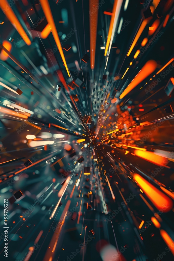 Aufkleber vivid, fast-moving burst of energy with a blurred background, creating an abstract and dynamic effec