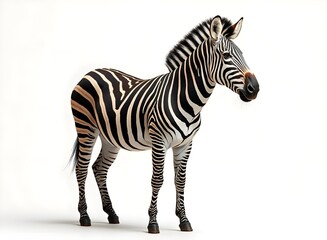 Fototapeta premium Striped Zebra: A Realistic Wildlife Portrait in a Pristine White Setting