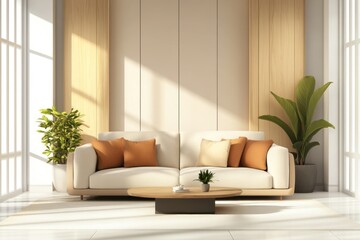 Modern Living Room with Natural Light and Plants