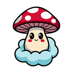 cartoon mushroom colorful comic illustration