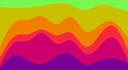 Abstract colorful wavy pattern with gradient transitioning through green, yellow, orange, red, and purple