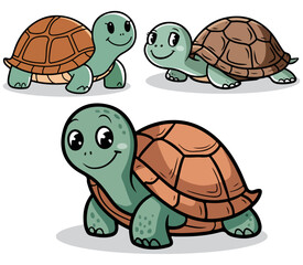 turtle cartoon vector set