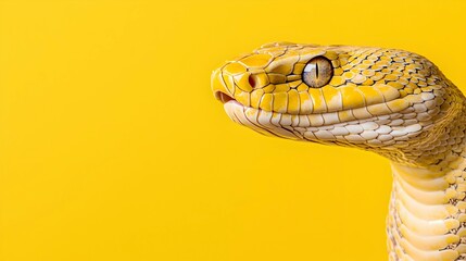 Fototapeta premium Bright Yellow Snake on Vibrant Yellow Background