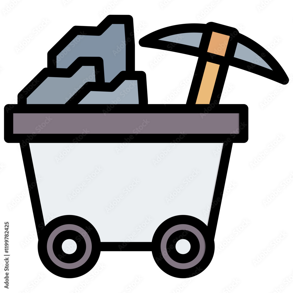 Poster quarrying outline color icon