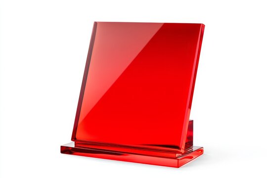 Red Acrylic Desktop Calendar Stand - Modern, sleek red acrylic calendar stand.  Represents organization, time management, efficiency, professionalism, and success.
