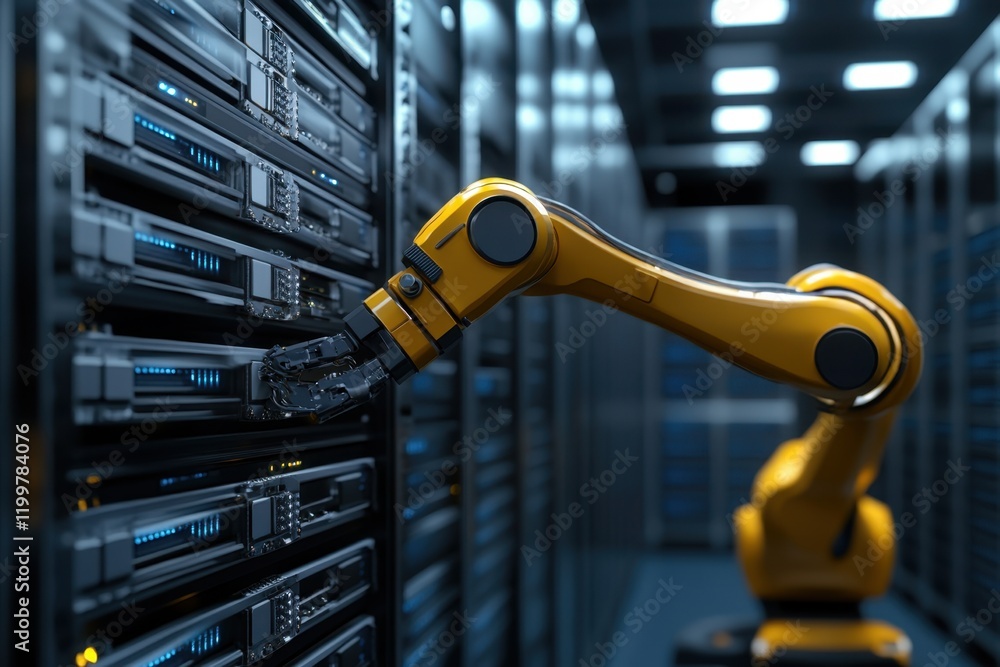 Poster robotic arm interacting with data servers