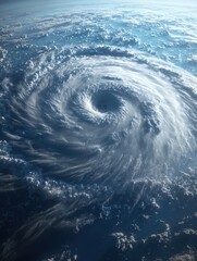 A mesmerizing aerial view of a powerful hurricane's eye. Perfect for visualizing the raw energy of nature or showcasing extreme weather patterns. Ideal for documentaries or educational materials.