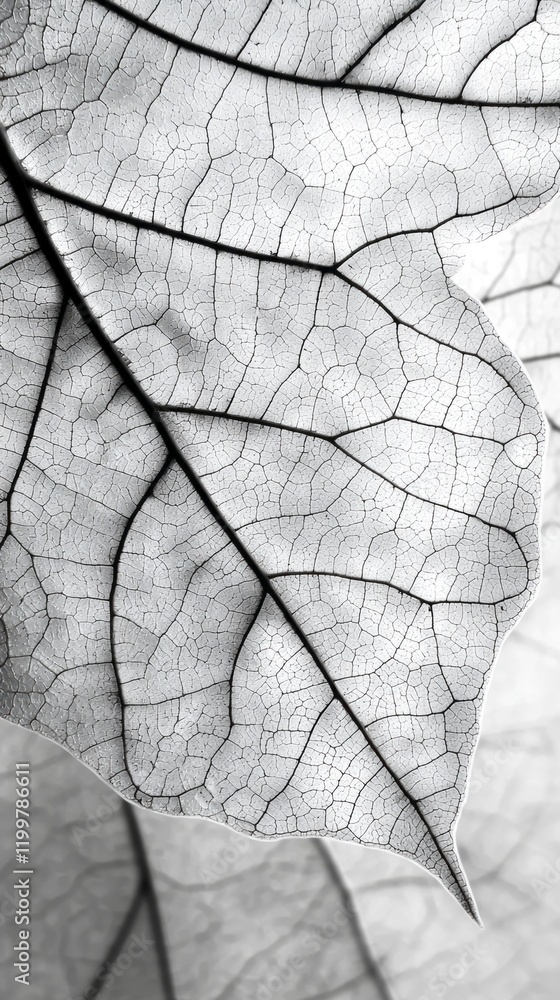 Poster Delicate veins of a leaf are captured in stunning detail, emphasizing the intricate patterns against a soft, minimalistic background