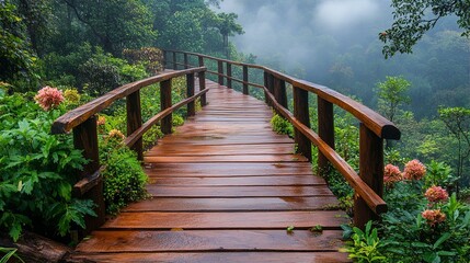Obraz premium Beautiful Japanese park at grey raining day