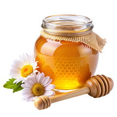 Jar with fresh honey isolated on transparent background  
