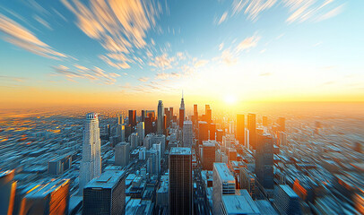 Obraz na płótnie Canvas Fantastic view at modern Asian city with skyscrapers as Bangkok, Riyadh at sunset 