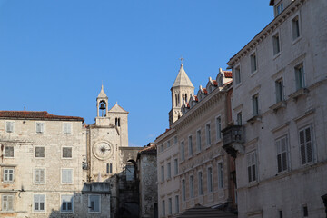 Obraz premium People's Square, created in the Middle Ages, is located in the center of Split. Dalmatia, Croatia.
