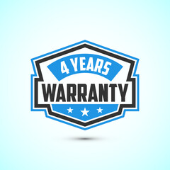 Advertising 4 years warranty emblem for label, icon, logo, badge, symbol