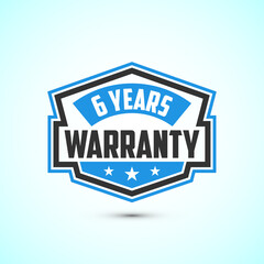 Advertising 6 years warranty emblem for label, icon, logo, badge, symbol