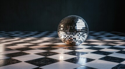 Disco Ball on Checkered Floor