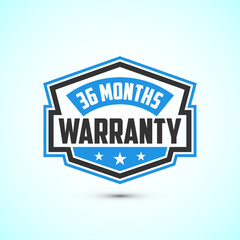 Advertising 36 months warranty emblem for label, icon, logo, badge, symbol