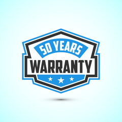 Advertising 50 years warranty emblem for label, icon, logo, badge, symbol