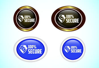 100% Secure button set of different shapes and colors. Suitable for mobile app, and website UI design.