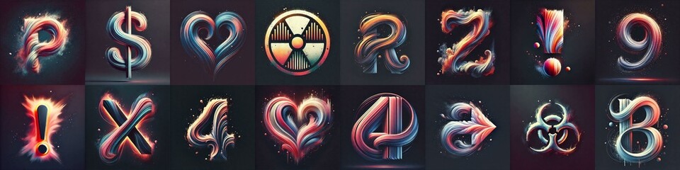 Light painting style Lettering Typeface. AI generated illustration