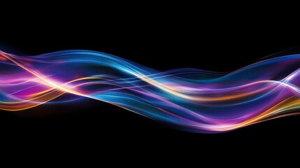 Fototapeta premium Abstract composition with vivid lens glare and light flares against a black background. 
