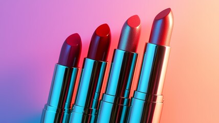 Obraz premium Glamorous Red Lipsticks on Colorful Background